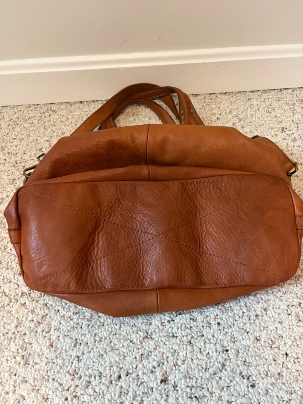 Sundance Tan Leather Stud-Accent Tote Bag - Picture 4 of 8